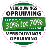 Etalagesticker verbouwings opruiming rond