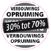 Etalagesticker verbouwings opruiming rond