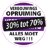 Etalagesticker verbouwings opruiming rond