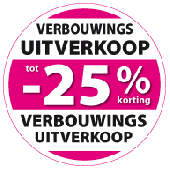 Etalagesticker verbouwings uitverkoop rond