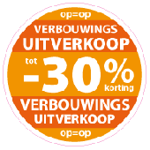 Etalagesticker verbouwings uitverkoop rond