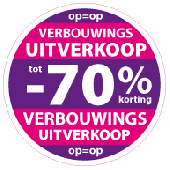 Etalagesticker verbouwings uitverkoop rond