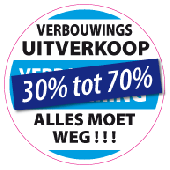 Etalagesticker verbouwings uitverkoop rond