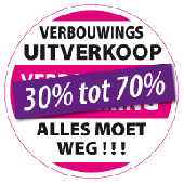 Etalagesticker verbouwings uitverkoop rond