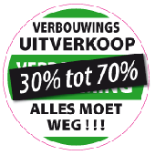 Etalagesticker verbouwings uitverkoop rond