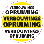 Etalagesticker verbouwings opruiming rond