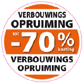 Etalagesticker verbouwings opruiming rond