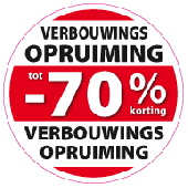 Etalagesticker verbouwings opruiming rond