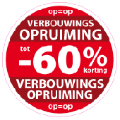 Etalagesticker verbouwings opruiming rond