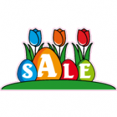 Etalage paasei tulpen salesticker