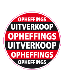 Etalagesticker opheffings-uitverkoop rond