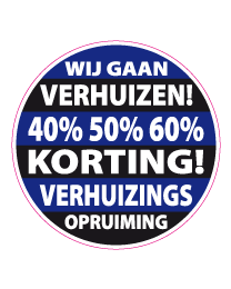 Etalagesticker verhuizings opruiming rond