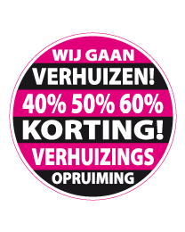 Etalagesticker verhuizings opruiming rond