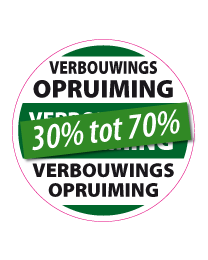 Etalagesticker verbouwings opruiming rond