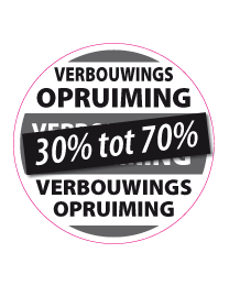 Etalagesticker verbouwings opruiming rond