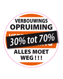 Etalagesticker verbouwings opruiming rond