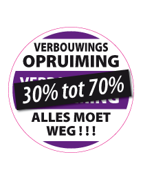 Etalagesticker verbouwings opruiming rond