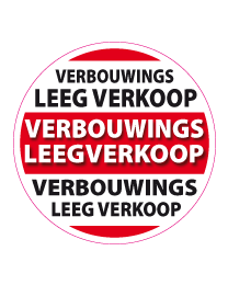 Etalagesticker verbouwings leegverkoop rond
