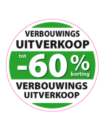 Etalagesticker verbouwings uitverkoop rond