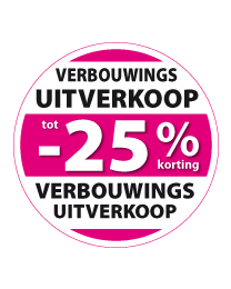 Etalagesticker verbouwings uitverkoop rond