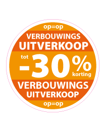 Etalagesticker verbouwings uitverkoop rond