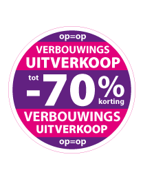Etalagesticker verbouwings uitverkoop rond