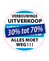 Etalagesticker verbouwings uitverkoop rond