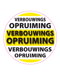 Etalagesticker verbouwings opruiming rond