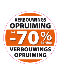 Etalagesticker verbouwings opruiming rond