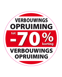 Etalagesticker verbouwings opruiming rond