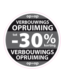 Etalagesticker verbouwings opruiming rond