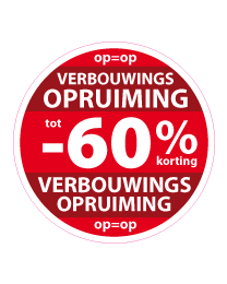 Etalagesticker verbouwings opruiming rond