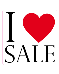 Etalagesticker I love sale vierkant 