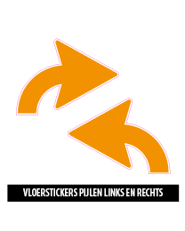 vloerstickers gebogen pijlen oranje