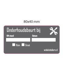 Onderhoudsticker onderhoudsbeurt bij