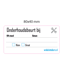 Onderhoudsticker onderhoudsbeurt bij