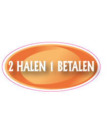 Etalage 2 halen 1 betalen sticker ovaal