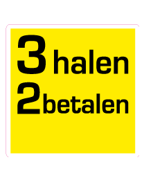Etalagesticker 3 halen 2 betalen vierkant