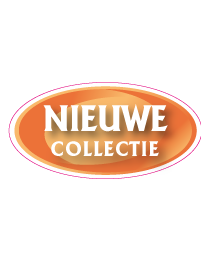 Etalage nieuwe collectie sticker ovaal