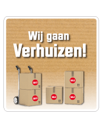 Etalagesticker wij gaan verhuizen 