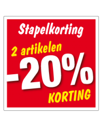 Etalagesticker stapelkorting rood 2 artikelen vierkant STA-020