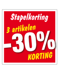 Etalagesticker stapelkorting rood 3 artikelen vierkant STA-09