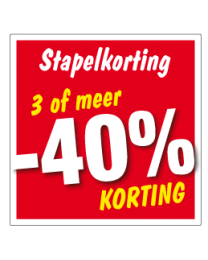 Etalagesticker stapelkorting rood 3 artikelen of meer vierkant STA-010