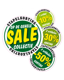 Stapelkorting etalage sticker groen variabel STA-25