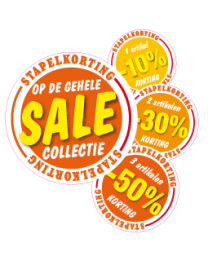 Stapelkorting etalage sticker oranje variabel STA-23