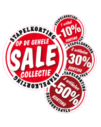 Stapelkorting etalage sticker rood variabel STA-01