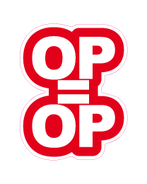 Etalagesticker op=op