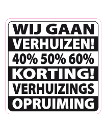 Etalagesticker verhuizings-opruiming