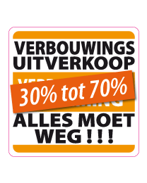 Etalagesticker verbouwings uitverkoop vierkant