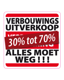 Etalagesticker verbouwings uitverkoop vierkant